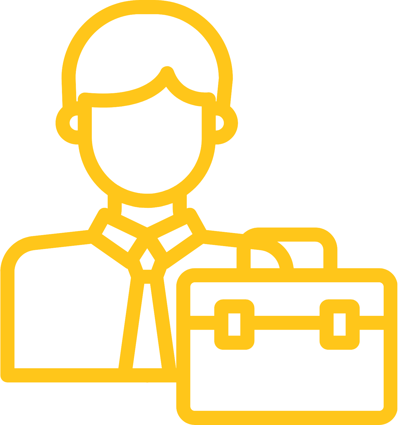 Image d'un homme en jaune avec une mallette jaune pour déplacements professionnels en taxi