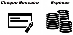 Visuels moyens de paiement par chèque et espèces