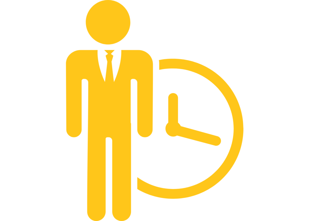 Homme debout avec horloge sur la droite pour illustrer la ponctualité taxis Pineau