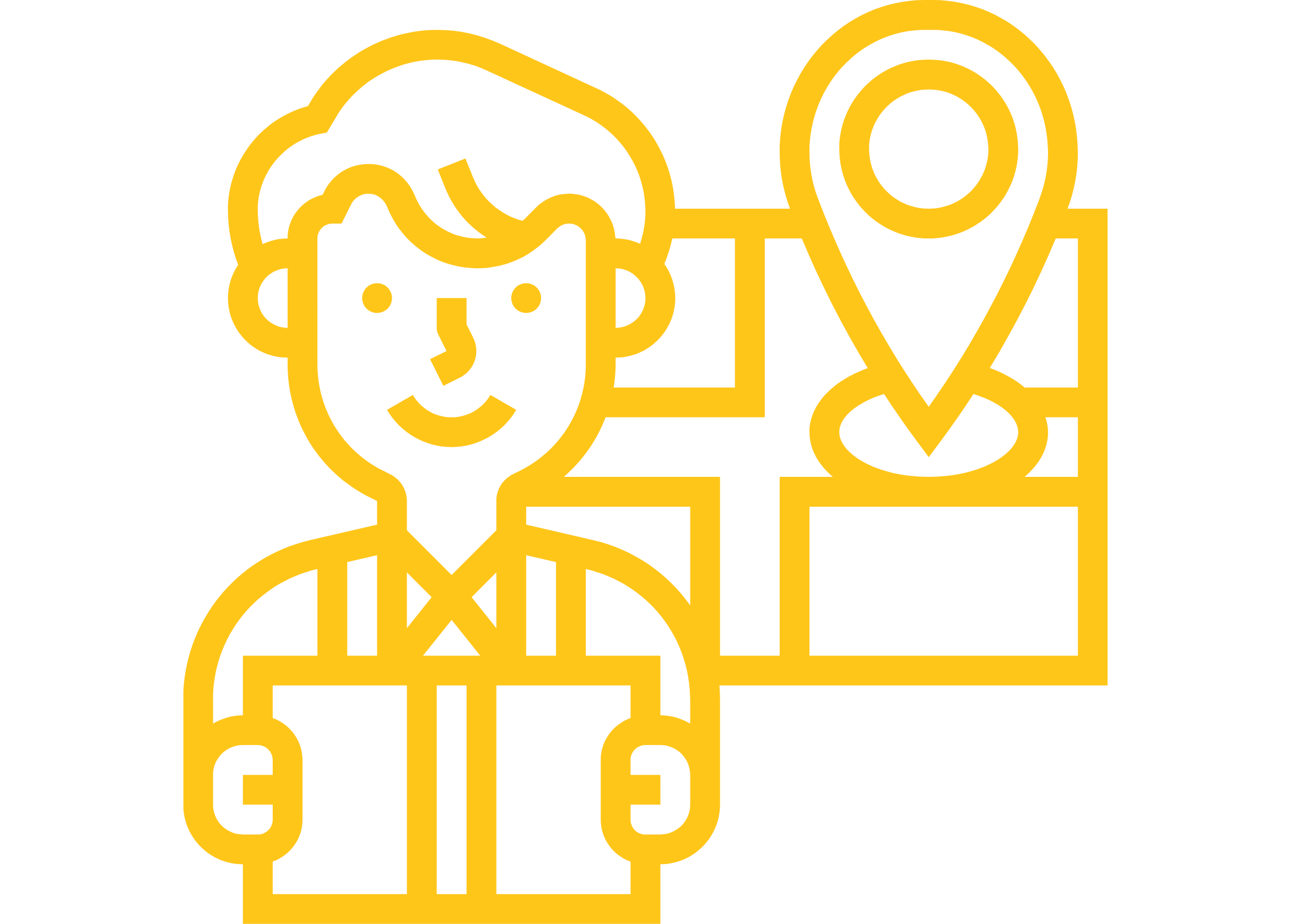 Silhouette d'un enfant avec un carnet dans les mains et un point de carte GPS sur la droite